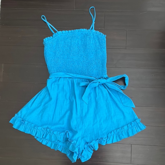 Blue Ruffled Women’s Romper - Picture 1 of 4